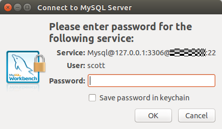 The MySQL password dialog The MySQL password dialog