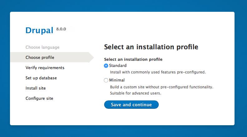 Drupal 8 choose installation profile. Drupal 8 choose installation profile.