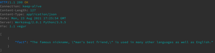 Syntax highlighting in HTTPie Syntax highlighting in HTTPie