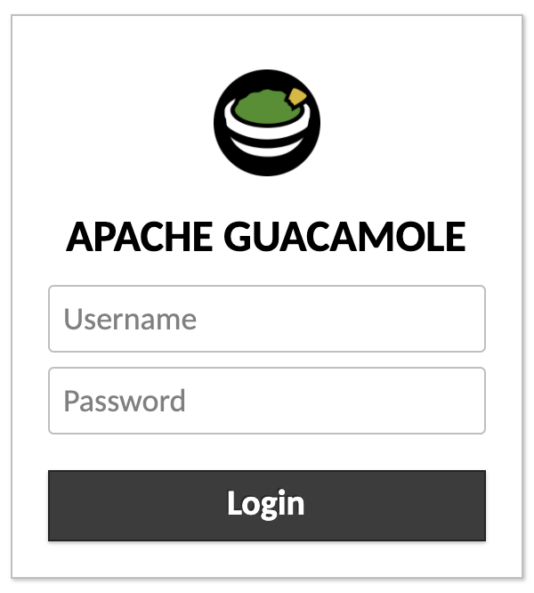 Apache Guacamole login prompt Apache Guacamole login prompt