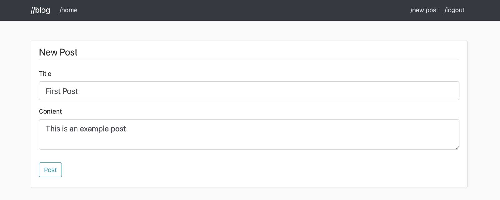Creating a post in the example Flask application Creating a post in the example Flask application