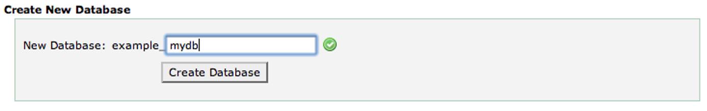 cPanel manage databases screen. cPanel manage databases screen.