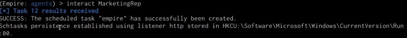 Empire client scheduled task execute output Empire client scheduled task execute output