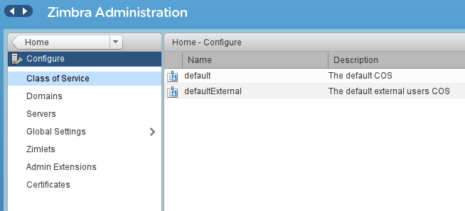 Configure menu Configure menu