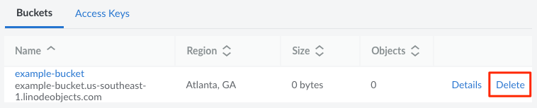 Delete an Object Storage bucket Delete an Object Storage bucket