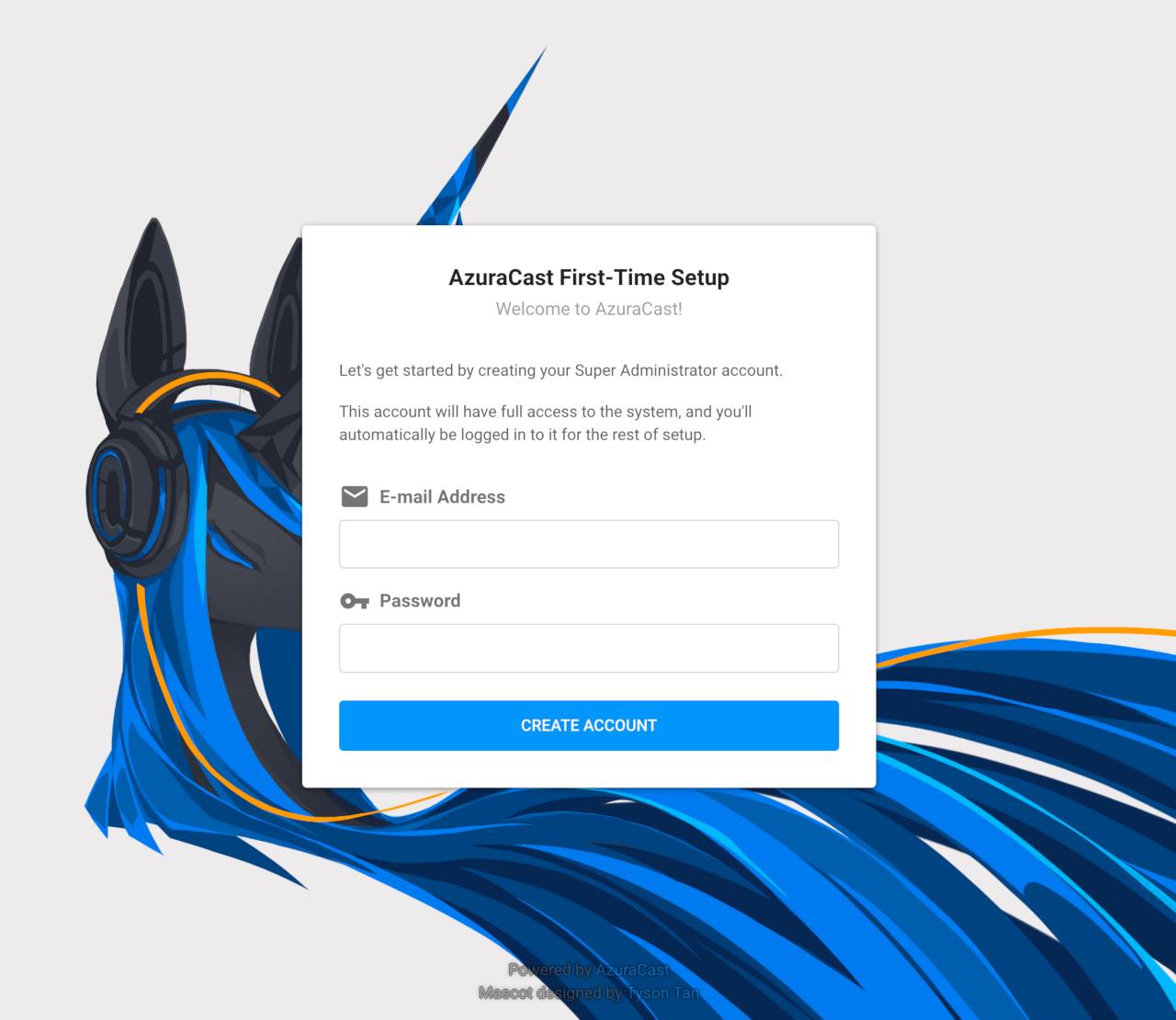 AzuraCast Setup Account “AzuraCast Setup Account”