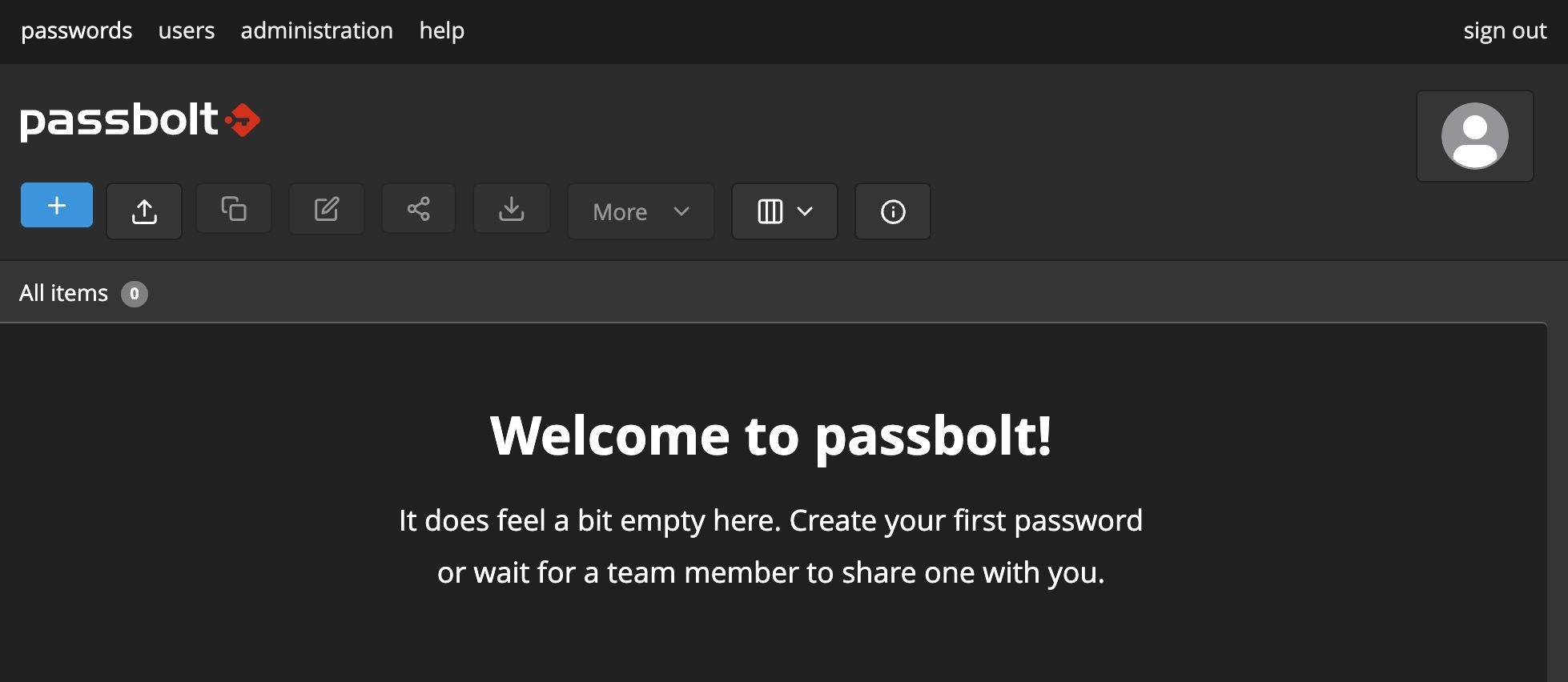 Screenshot of Passbolt main screen Screenshot of Passbolt main screen