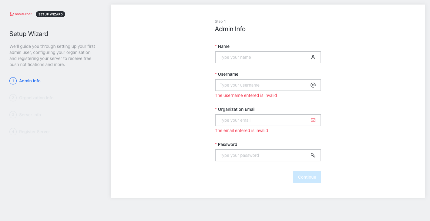 Rocket.Chat Step 1 Rocket.Chat Step 1